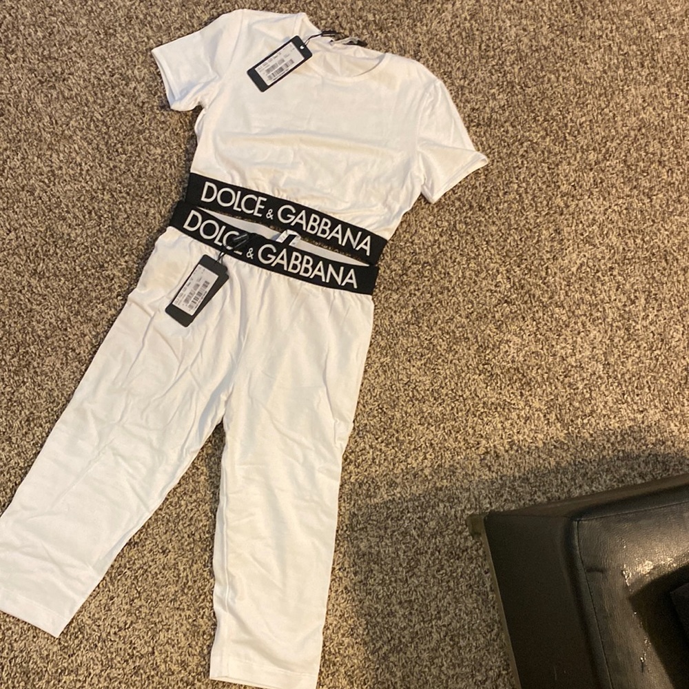 Authentic Dolce & Gabbana white 2 piece outfit